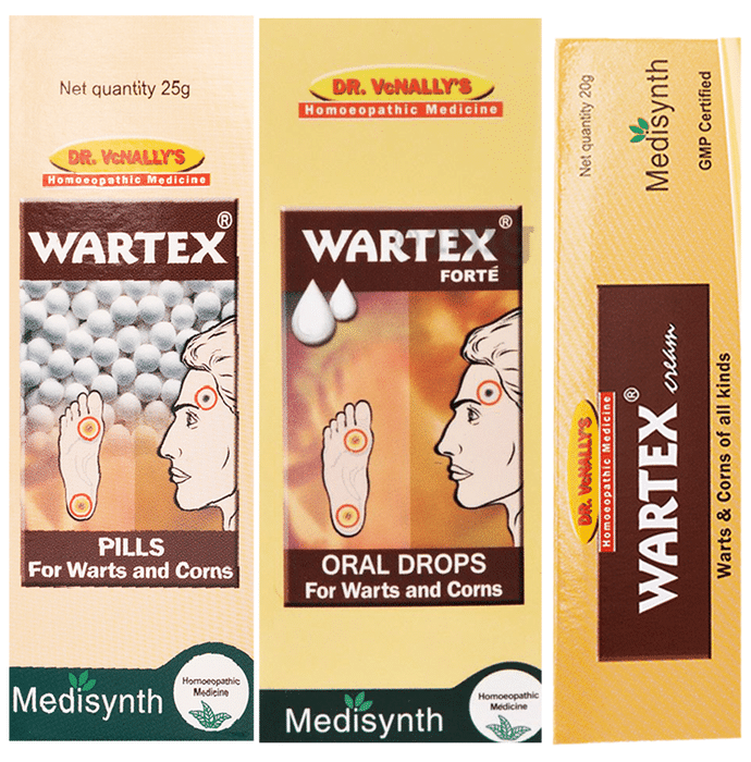 Medisynth Combo Pack of Wartex Cream, Wartex Pills & Wartex Forte Drop