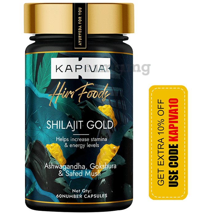Kapiva Shilajit Gold Capsules | Contains 24 Carat Gold | Boosts Stamina In 4 Weeks Capsule