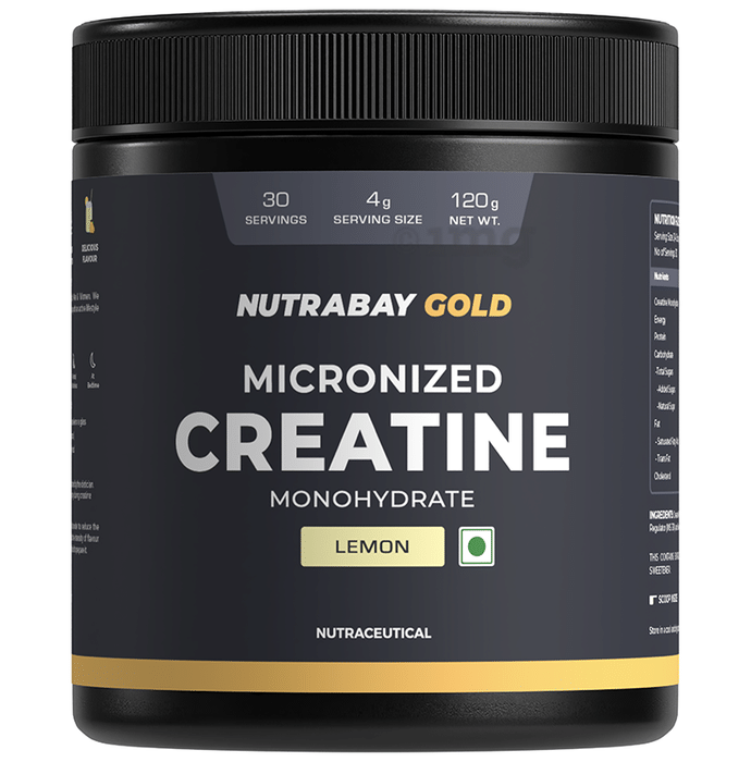 Nutrabay Gold Micronized Creatine Monohydrate Powder Lemon