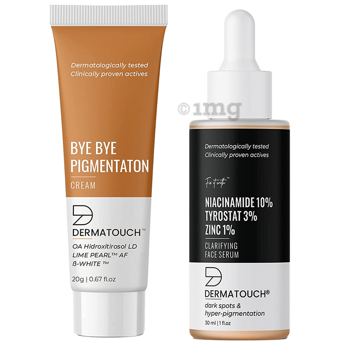 Dermatouch Combo Pack of Bye Bye Pigmentation Cream (20gm) and Niacinamide 10% Tyrostat 3% Zinc 1% Clarifying Face Serum (30ml)