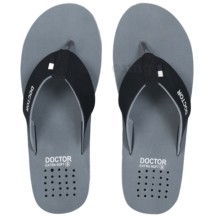 Doctor Extra Soft D24 Orthopaedic | Diabetic | Comfortable | MCR | Flip-Flop for Men Grey 10