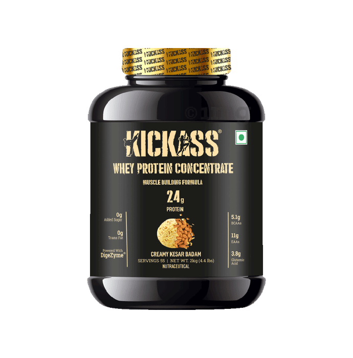 Kickass Whey Protein Concentrate Muscle Building Formula Powder Creamy