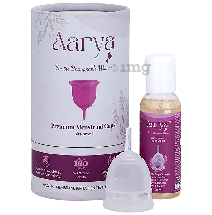 Aarya Premium Medical Grade Silicone Menstrual Cup with Cup Wash (50ml) Small
