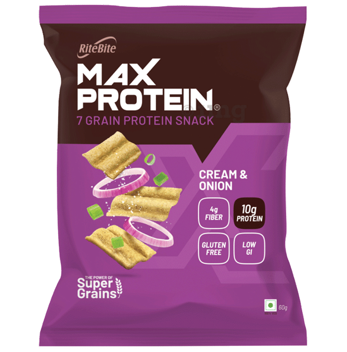 RiteBite Max Protein Chips (60gm Each) Cream & Onion