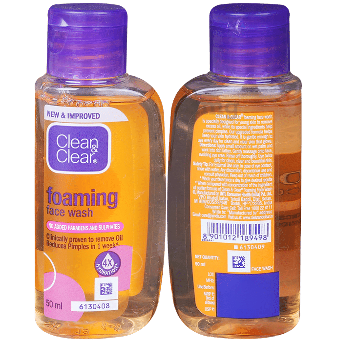 Clean & Clear Foaming Face Wash for Pimple Causing Germs | Oil-Free