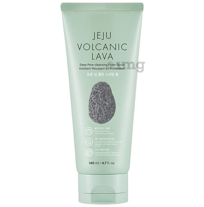 The Face Shop Jeju Volcanic Lava Scrub Foam, Gentle Exfoliator For Tan Removal, Whiteheads And Blackheads