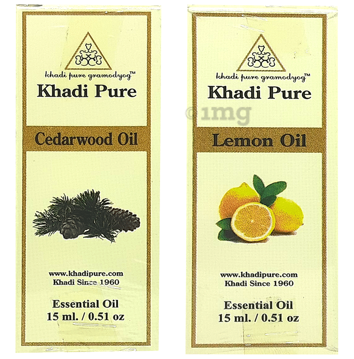 Khadi Pure Combo Pack of Cedarwood Oil & Lemon Oil (15ml Each)