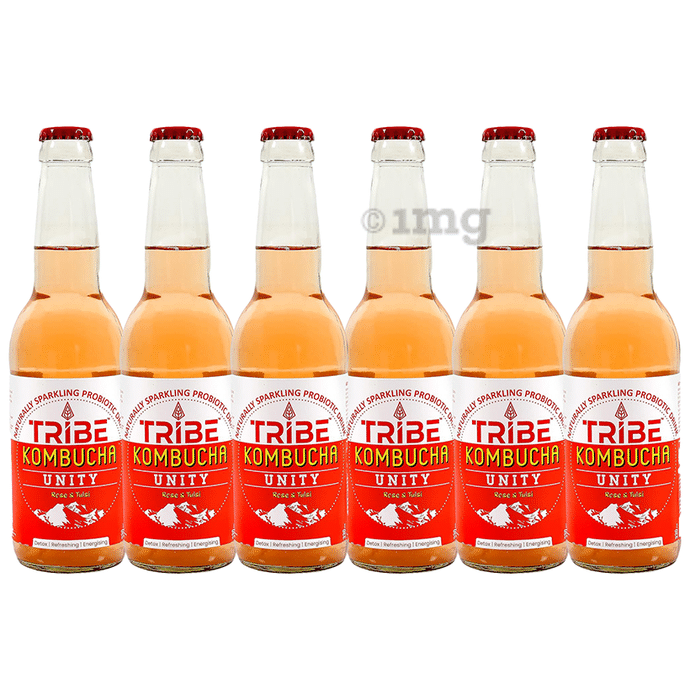 Tribe Kombucha Combo Pack of Naturally Sparkling Probiotic Drink Unity Rose & Tulsi (330ml Each)