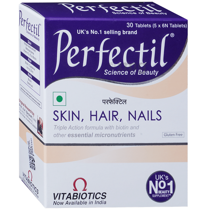 Perfectil Skin, Hair, Nail Supplement with Biotin, Vitamin C & Micronutrients | Gluten-Free Tablet