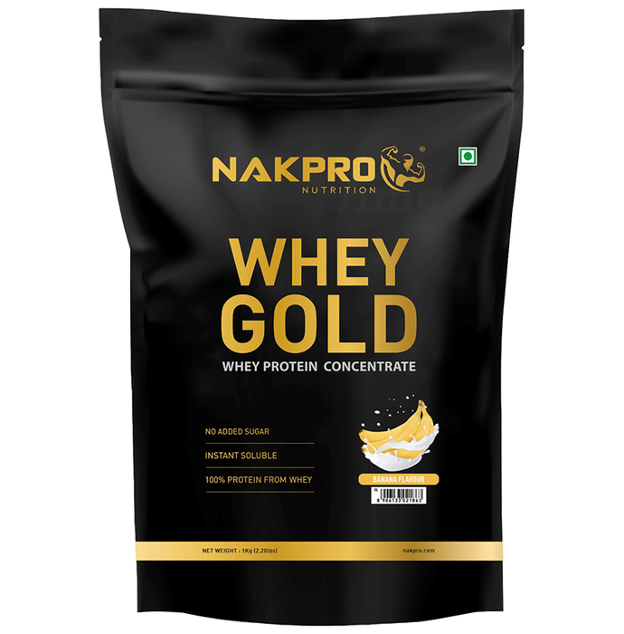 Nakpro Nutrition Whey Protein Gold for Muscle Support | Flavour Banana