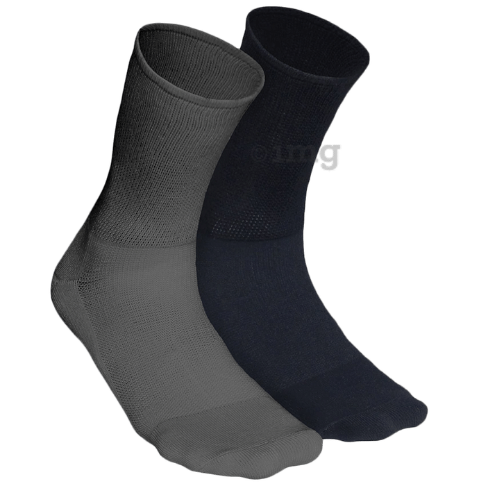 Heelium Diabetic Bamboo Socks Black Grey Free Size