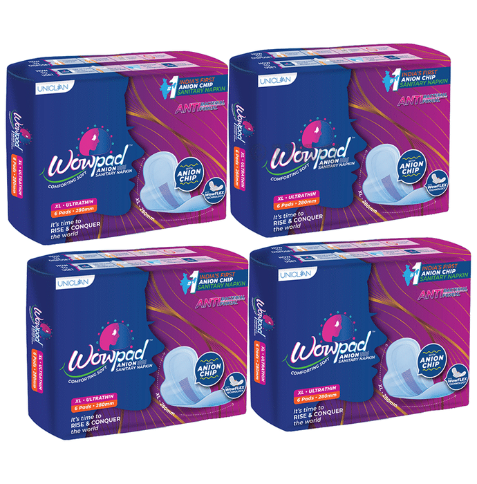 Wowpad Comforting Soft Ultrathin Sanitary Pad with Anion Chip (6 Each) XL