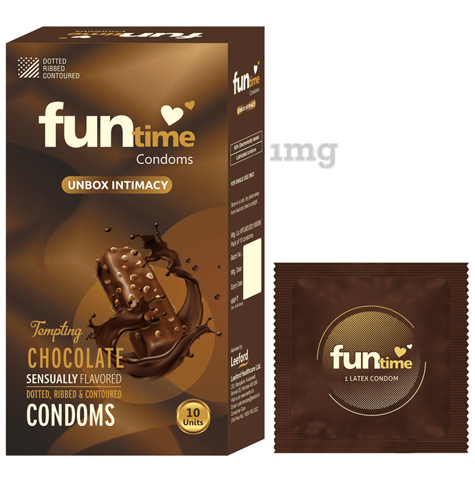 Funtime Dotted, Ribbed & Contoured Condom Chocolate