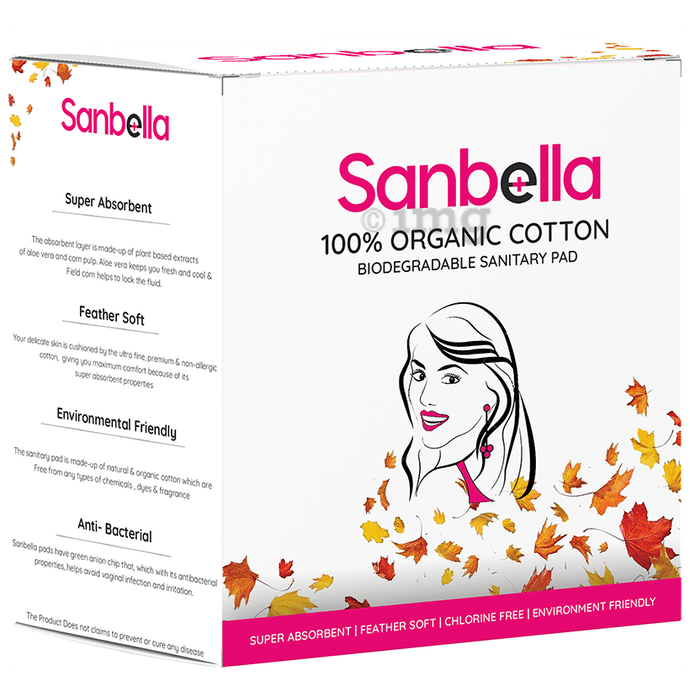 Sanbella 100% Organic Cotton Biodegradable Sanitary Pads Night XXL