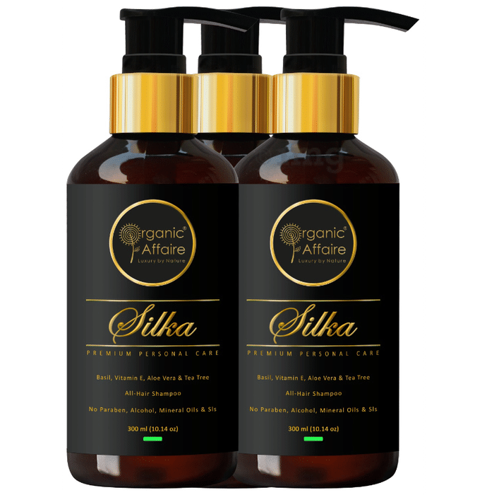 Organic Affaire Silka Shampoo with Basil, Tea Tree & Aloe Vera for Dandruff (300ml Each)