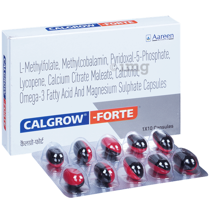 Calgrow Forte Capsule with Methylcobalamin, Calcium, Omega 3 Fatty Acids & Magnesium