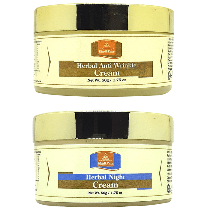 Khadi Pure Combo Pack of Herbal Anti Wrinkle Cream & Herbal Night Cream (50gm Each)
