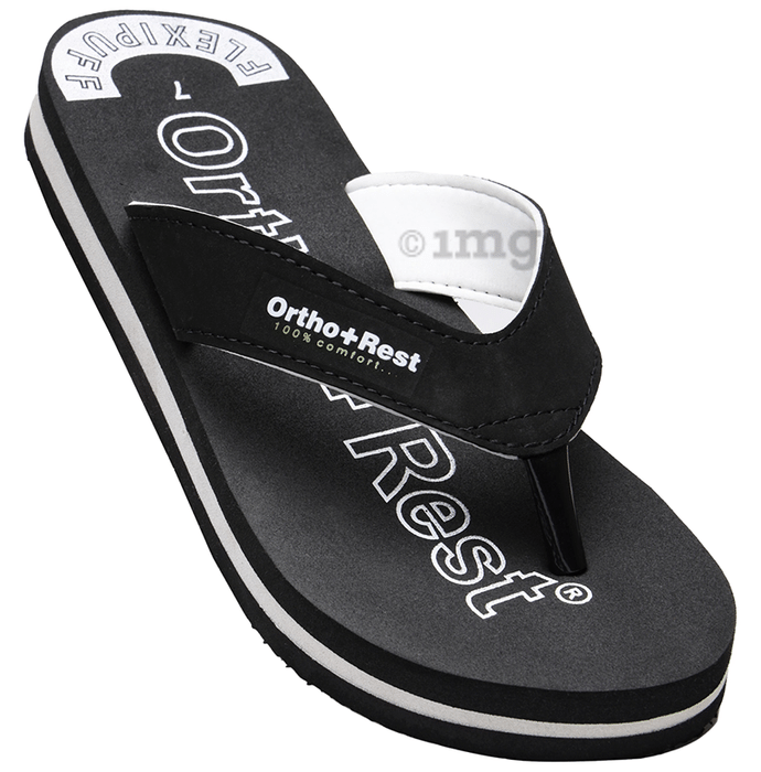 Ortho + Rest Men Slipper Orthopedic Super Soft, Lightweight and Comfortable Flip Flops for Home Daily Use Black  11