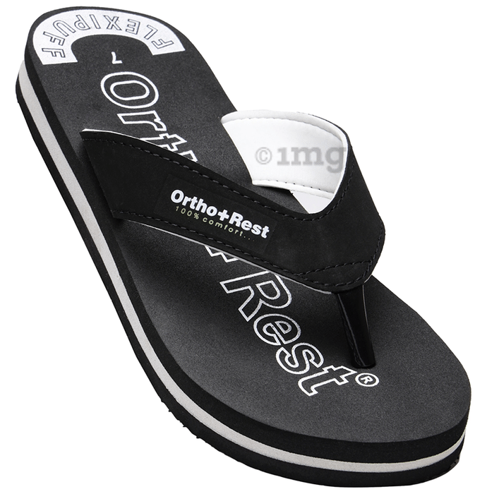 Ortho + Rest Men Slipper Orthopedic Super Soft, Lightweight and Comfortable Flip Flops for Home Daily Use Black 11