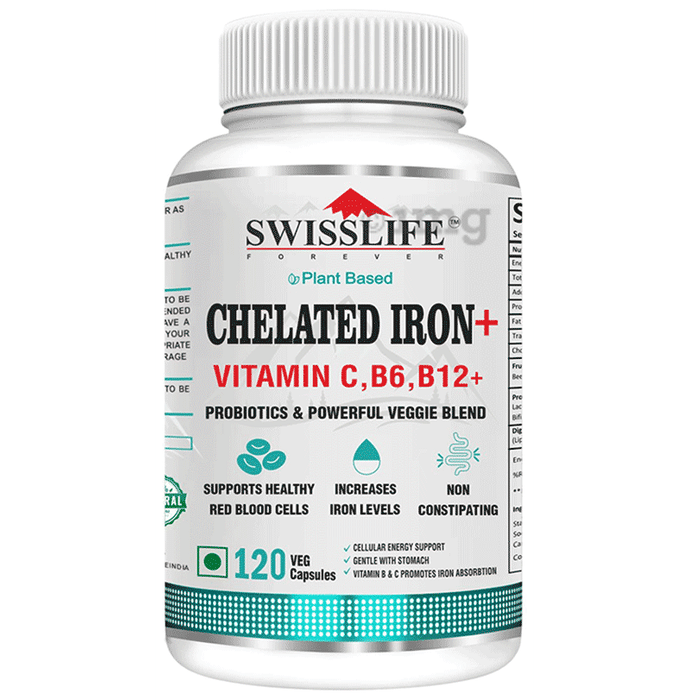 SWISSLIFE FOREVER Chelated Iron+ Vitamin C,B6 ,B12 Veg Capsule