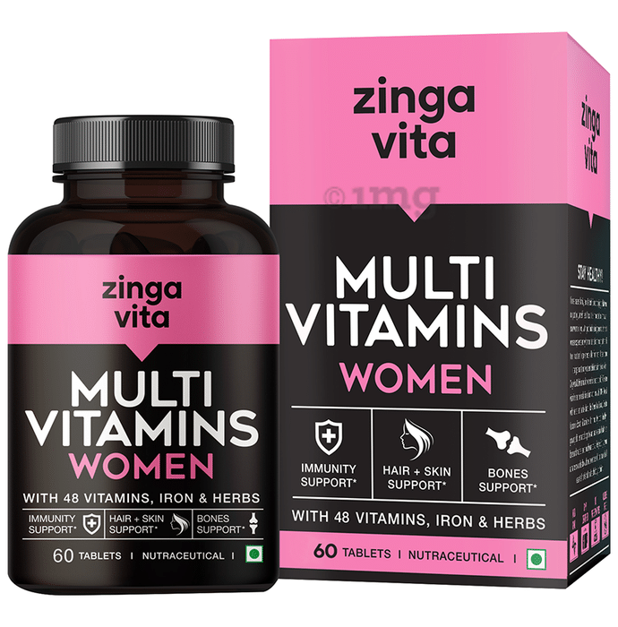 Zingavita Multivitamin Tablet for Women with Iron | For Immunity, Hair, Skin & Bone Health
