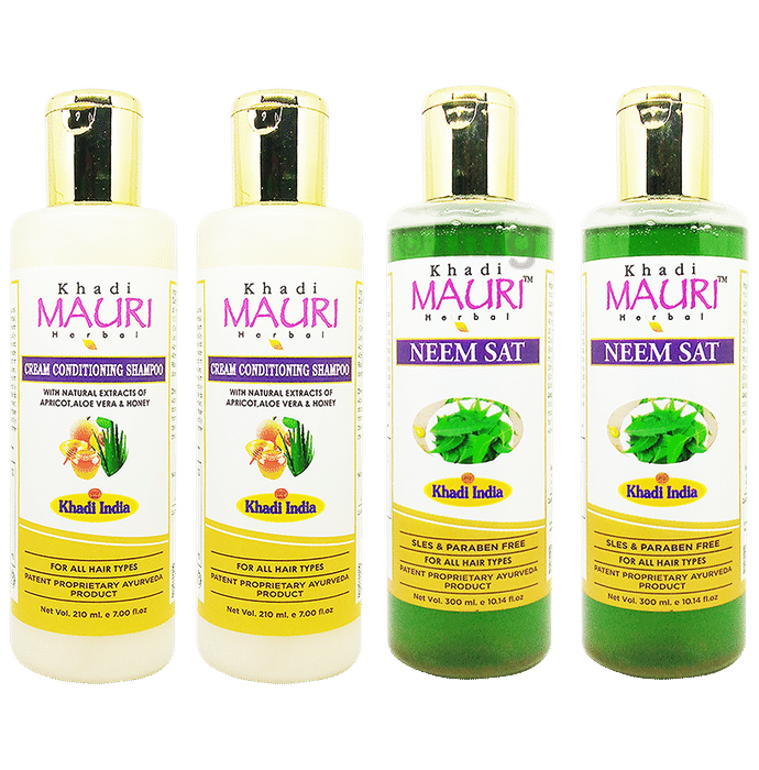 Khadi Mauri Herbal Combo Pack of  Cream Conditioning (210ml) & Neem Sat (300ml) Shampoo