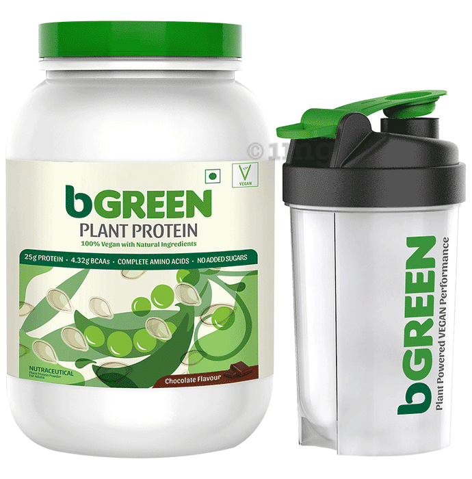 MuscleBlaze bGreen Plant Protein | For Muscle Gain, Immunity & Recovery | Flavour with Shaker Free Rich Chocolate