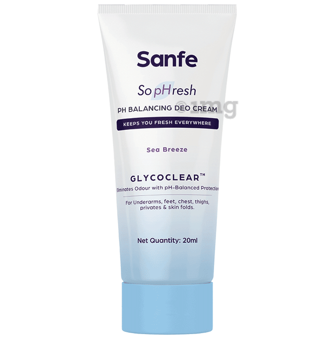 Sanfe So Phresh PH Balancing Deo Cream for for Underarms, Feet, Intimates & Skin Fold Sea Breeze