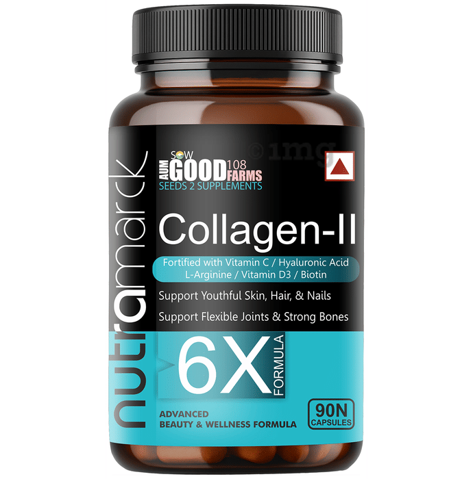 NutraMarck Collagen II | 6X Capsule | Supports Skin Hydration, Joint Flexibility & Hair Growth Formula