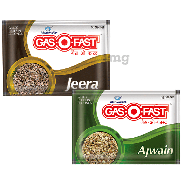 Gas-O-Fast Active Combo Pack of Ajwain Sachet & Jeera Sachet (5gm Each)