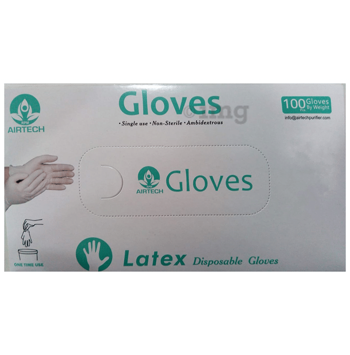 RPM Airtech Latex Poweder Free Disposable Examination Glove (100 Each) Large