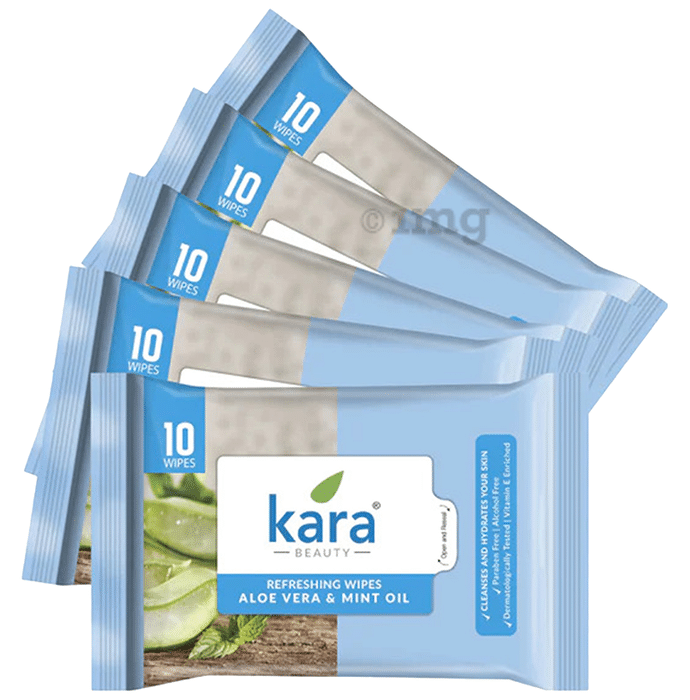 Kara Beauty Refreshing Wipes (10 Each) Aloevera & Mint Oil