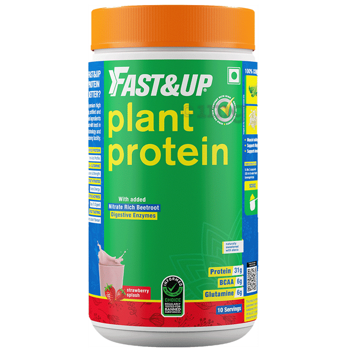 Fast&Up Plant Protein with Added Nitrate Rich  Digestive EnzymeBeetroot Powder Strawberry Splash
