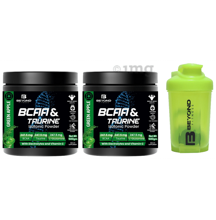 Beyond Fitness Bcaa & Taurine Isotonic Powder with Electrolytes and Vitamin C (500gm Each) with 400ml Shaker Free