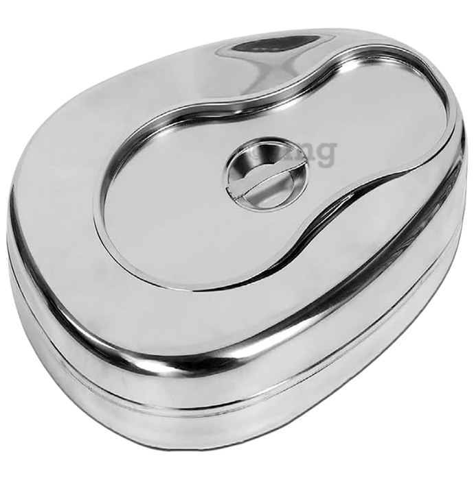 Mowell Stainless Steel Bed Pan for Female with Cover Lid Bed Pan B