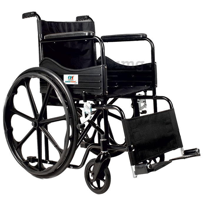 Ambitech Premium Easy Foldable, Manual Mobility, Mild Steel Wheelchair with Rear Mag Wheels and safety belt