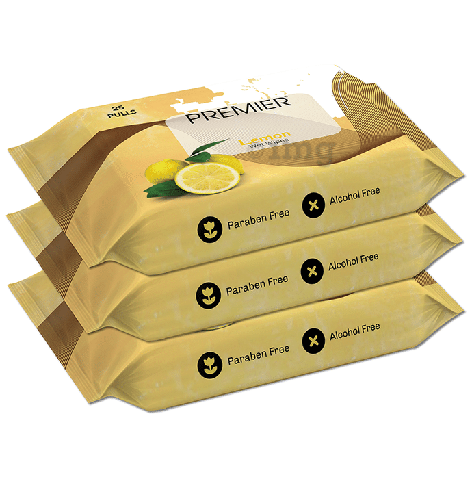 Premier Tissues Wet Wipe (25 Each) Lemon