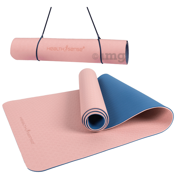 HealthSense YM 601 Yoga Mat with Carry Rope Tpe Pink & Blue