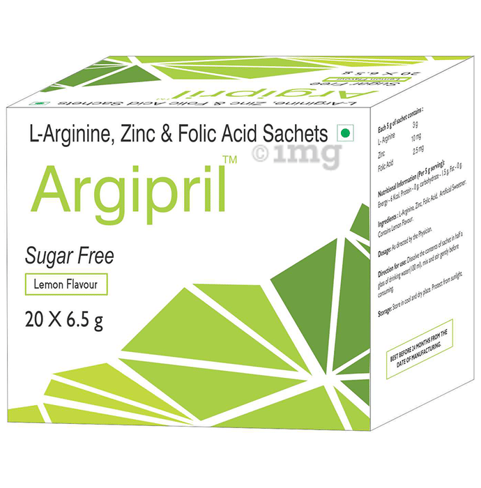 Argipril L-Arginine, Zinc & Folic Acid Sachet | Sugar-Free | Flavour Lemon