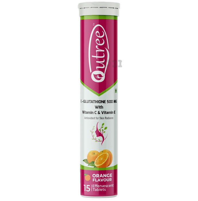 Qutree L-Glutathione 500mg with Vitamin C & Vitamin E Effervescent Tablet (15 Each) Orange