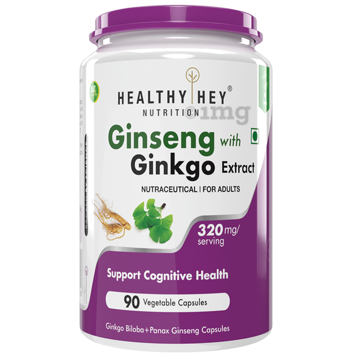 HealthyHey Ginseng with Ginkgo Extract Vegetable Capsule