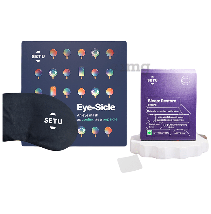 Setu Combo Pack of Eye-Sickle Eye Mask & Sleep: Restore Orally Disintegrating Strips (30 Each)