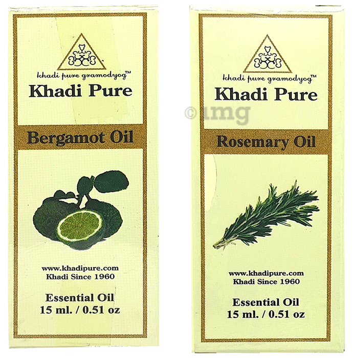 Khadi Pure Combo Pack of Bergamot Oil & Rosemary Oil (15ml Each)