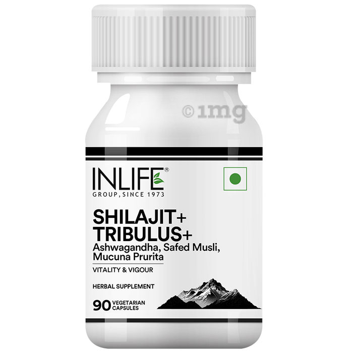 Inlife Shilajit with Safed Musli | Ashwagandha, Tribulus (Gokshura) Vegetarian Capsule for Men and Women