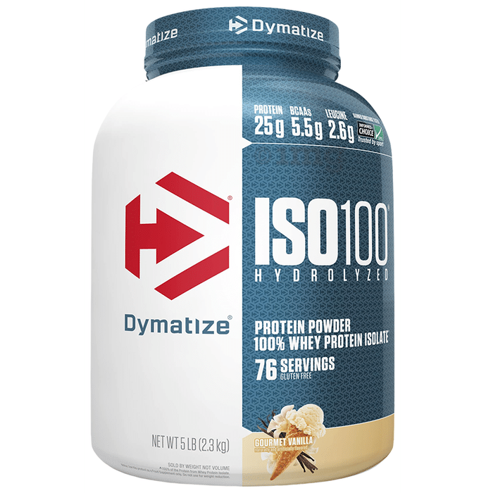 Dymatize Nutrition ISO 100 Hydrolyzed 100% Whey Protein Isloate Powder Gourmet Vanilla