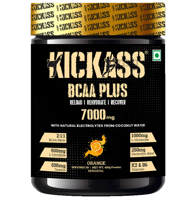 Kickass BCAA Plus 700mg Orange Powder