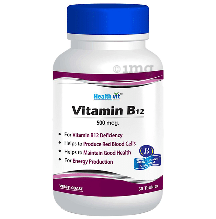 HealthVit Vitamin B12 500mcg | With Methylcobalamin | For Energy & RBC Production | Tablet