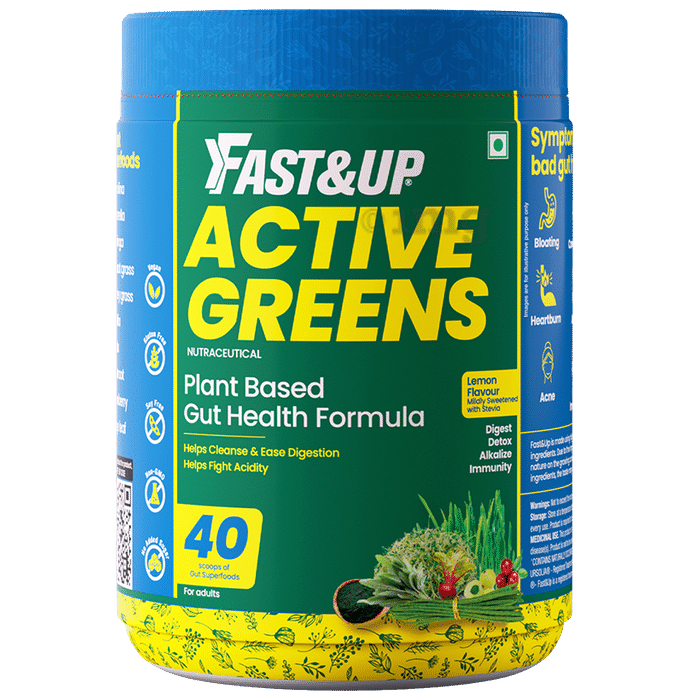 Fast&Up Active Greens with High Quality Superfoods & Supergreens | For Immunity Boost Powder Lemon