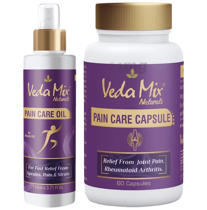 Combo Pack of Veda Mix Naturals Pain Care Oil (110ml) & Veda Mix Naturals Pain Care Capsule (60)