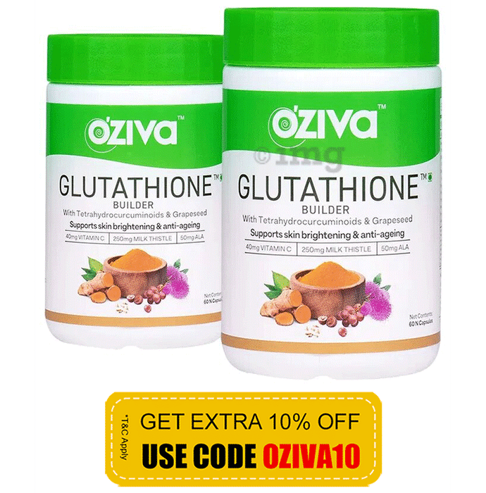 Oziva Glutathione Builder with Vitamin C & Milk Thistle | Capsule for Skin Health (60 Each)